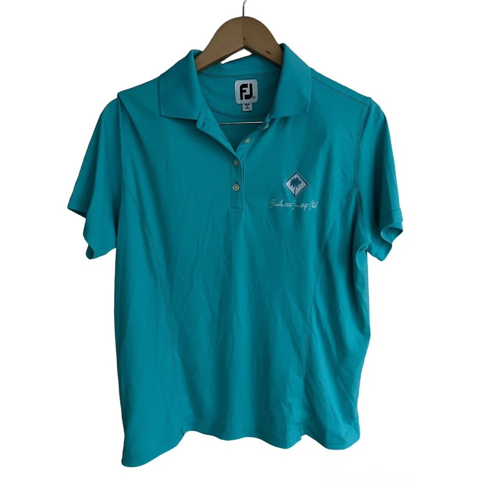 Footjoy FJ Womens Solid Blue Short Sleeve Polo Logo LC Size Medium